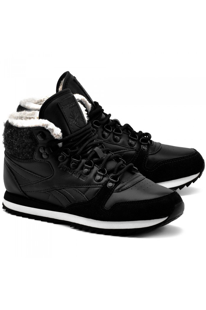 REEBOK CL LTHR MID WW - зимни обувки от естествена кожа - черно