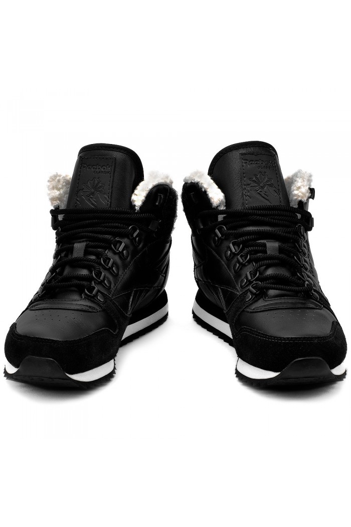 REEBOK CL LTHR MID WW - зимни обувки от естествена кожа - черно