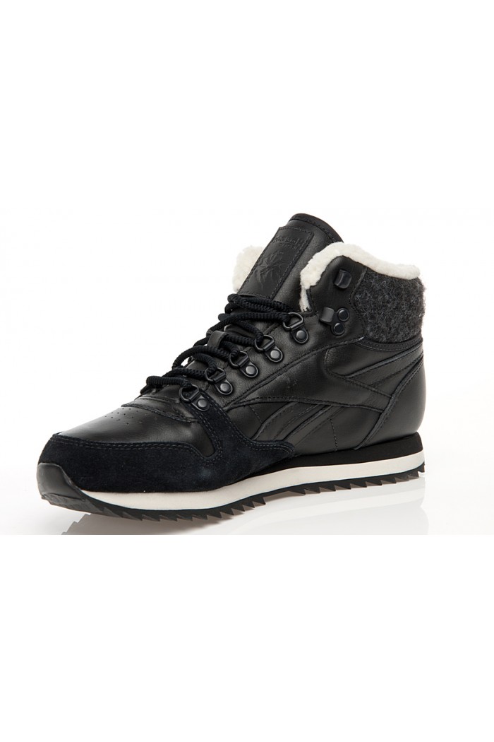REEBOK CL LTHR MID WW - зимни обувки от естествена кожа - черно